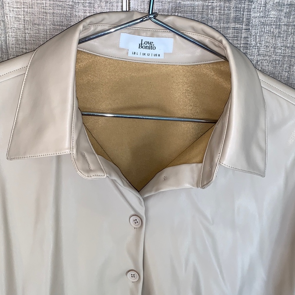 Love Bonito Lissie Pleather Puff Sleeve Shirt - Picture 6 of 15